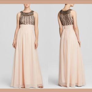 NWT $298 JS Collections‎ Beaded Bodice Chiffon Gown in Light Pink [SZ 10 ]